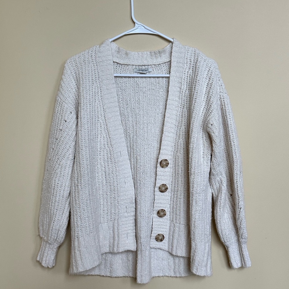 American Eagle Cream Cardigan Sweater